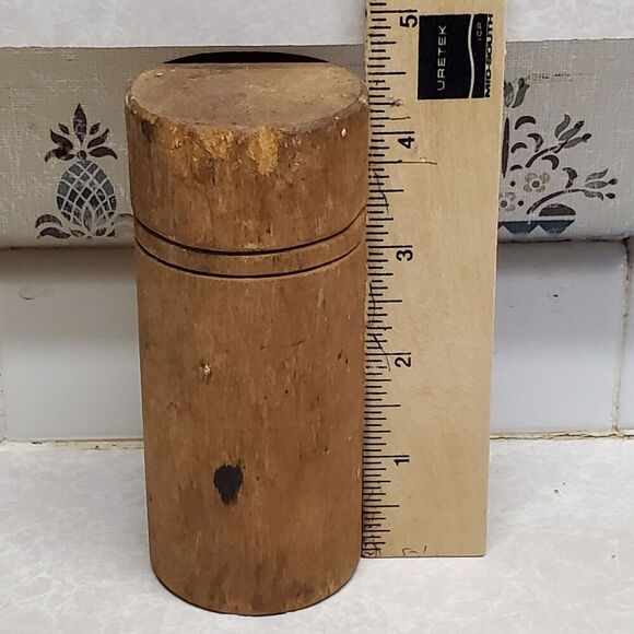 Wooden Round Cylinder Box With Lid Vintage Storage Box 4.5 In - Picture 11 of 12